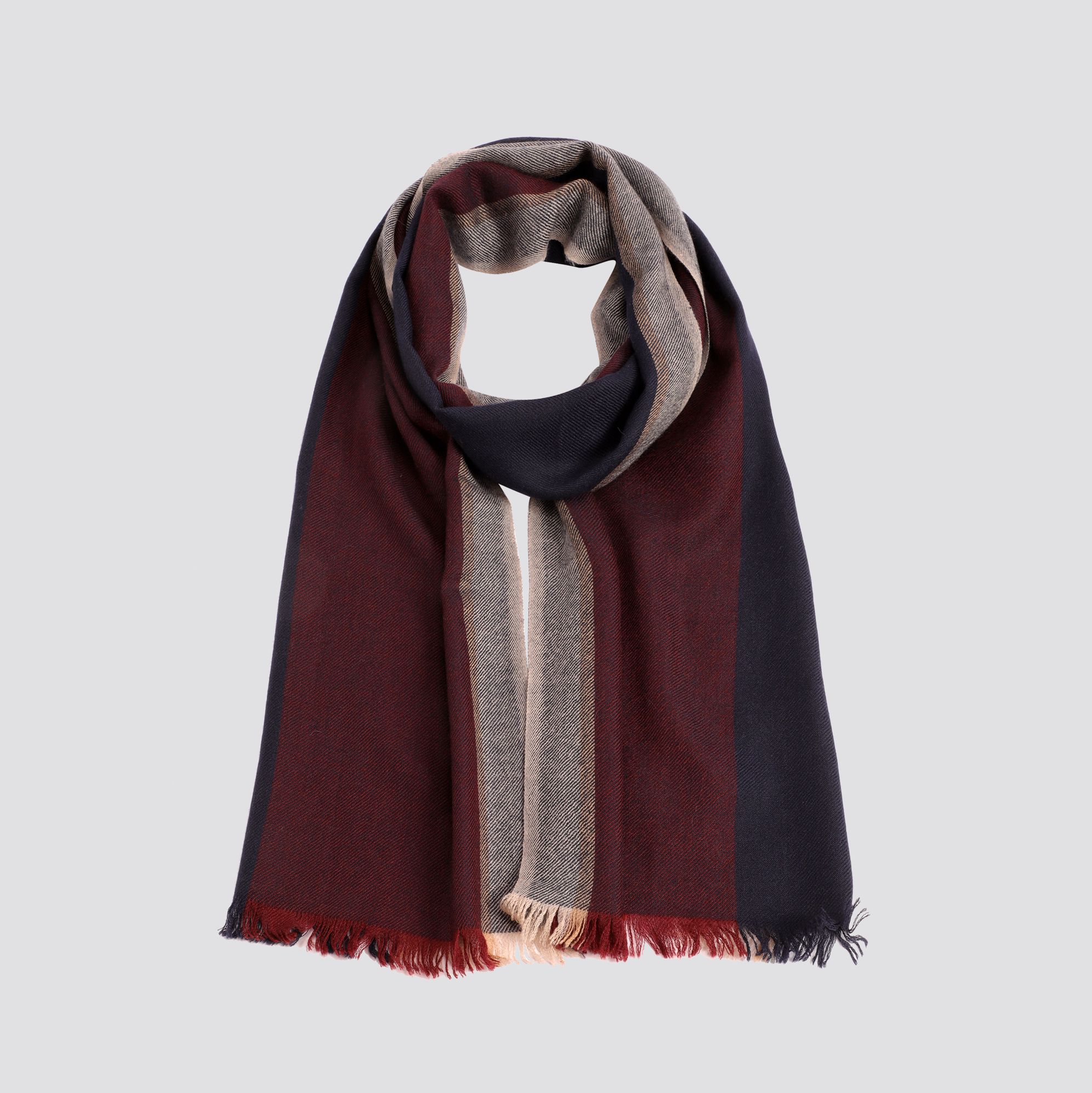 山羊绒羊毛精纺条子围巾（原价1880）KFW1503003