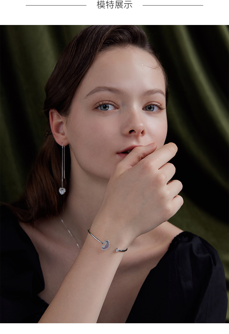 卡蒂罗纯银手镯女清新简约韩版银镯子森系简约闺蜜手环学生饰品
