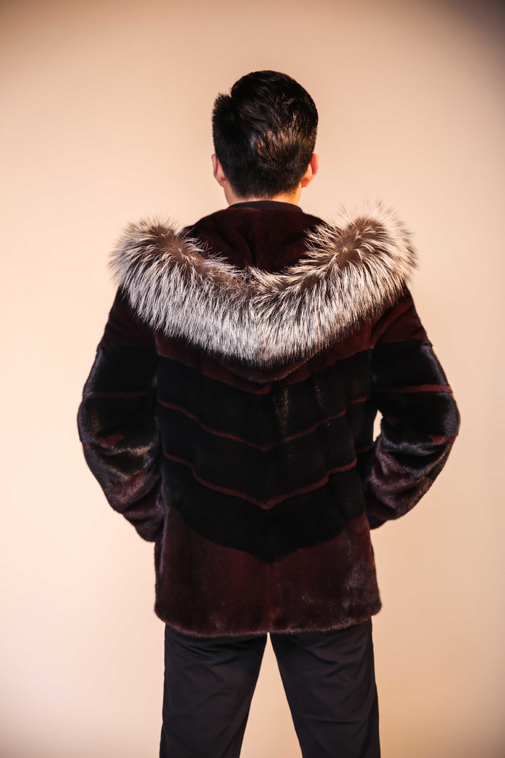 kc皮草男士狐狸帽檐可拆短款皮草外套yf001098