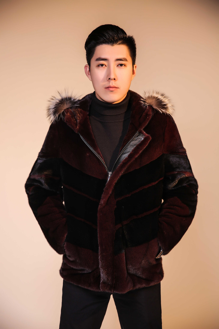 kc皮草男士狐狸帽檐可拆短款皮草外套yf001098