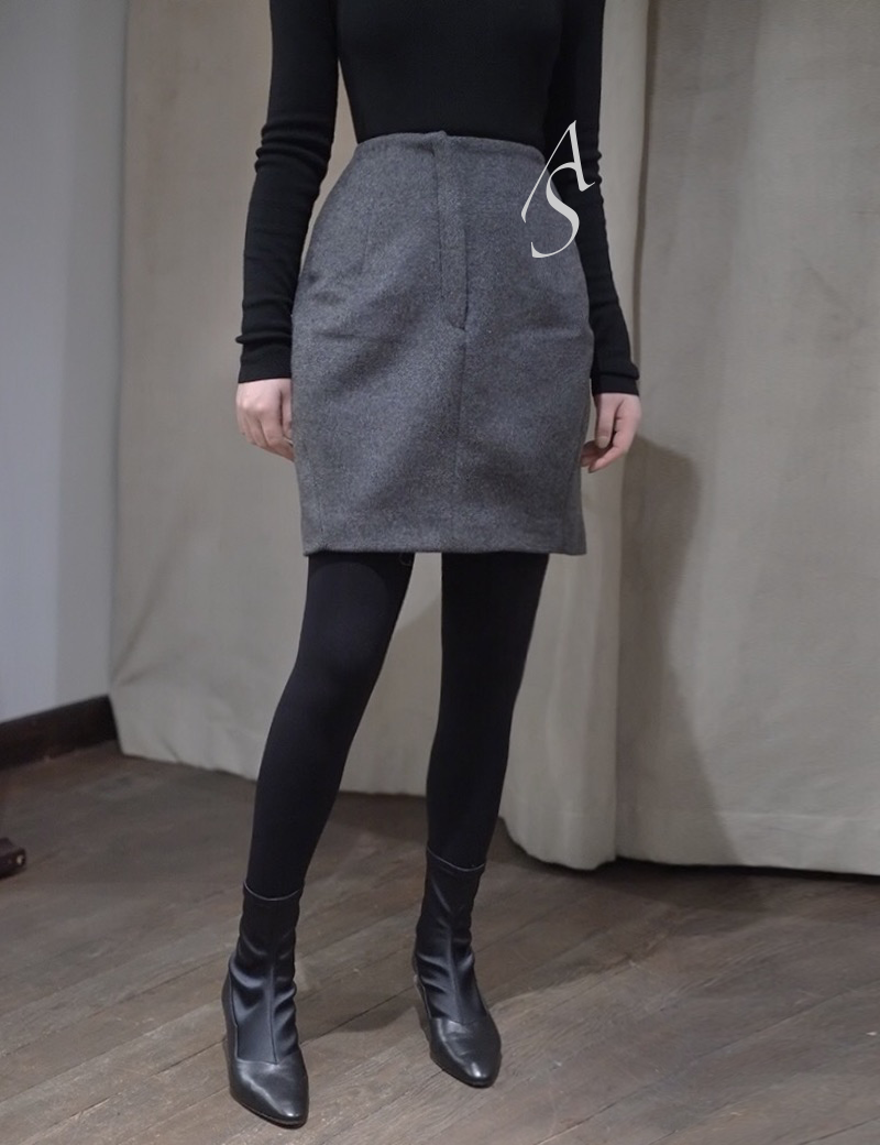 TOTEME 深灰色Biron花苞型羊毛短裙