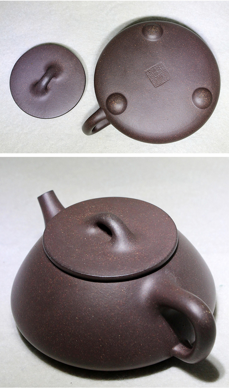 潘庆良紫砂壶景舟小石瓢全手工底槽青150cc