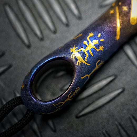 酷友cooyoo酷友天祈弹弓行三手工雕刻钛合金黄金edc限量收藏罕品