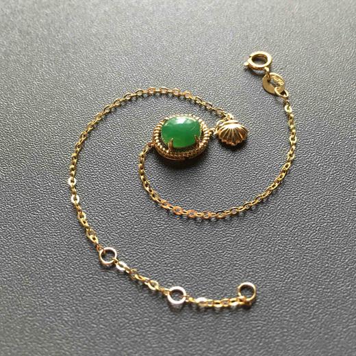 冰种阳绿翡翠蛋面手链18k黄金镶嵌 商品图2