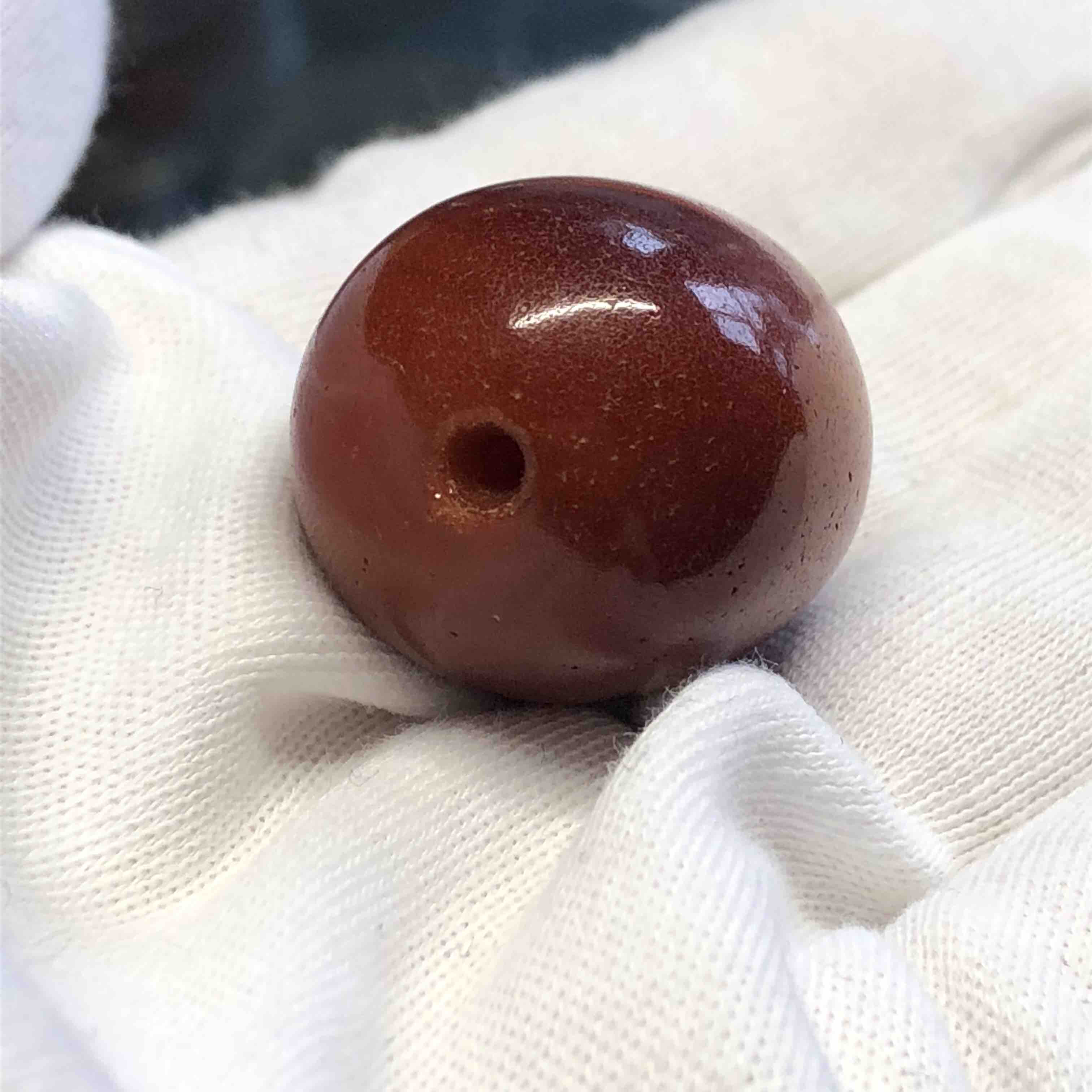 收藏品枣红皮老蜡枣珠24mm1035