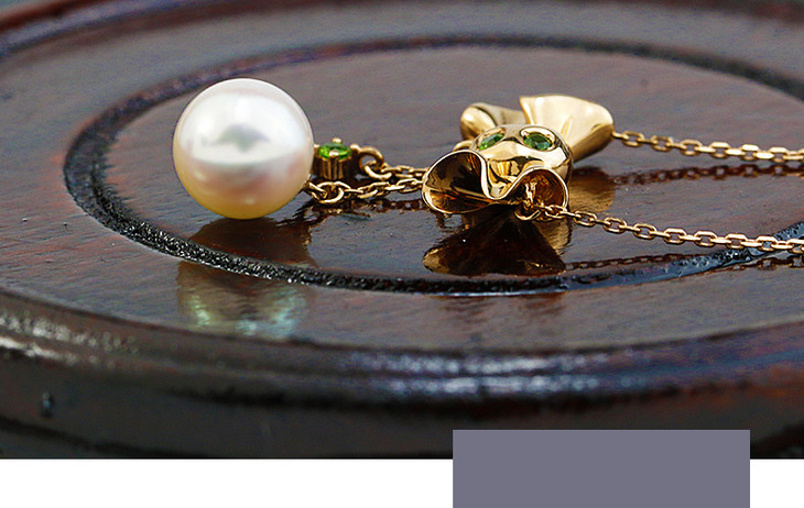 美裕珍珠甜蜜糖果18k金海水珍珠链坠859mm白正圆微瑕中强光83819