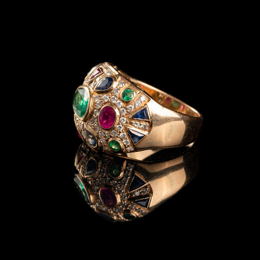 意大利古董四大宝石金戒指 - 洪艺宁古代珠宝工作室