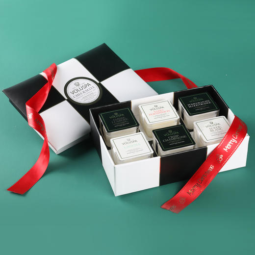 voluspa经典黑白家居系列 六只装棋盘格礼盒