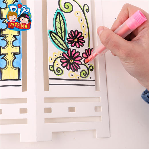 美可diy 纸质涂色屏风中国风传统工艺美劳屏风制作绘画美术材料包M1382 商品图3