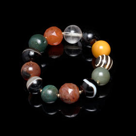 邦提克鬼眼+药师珠+高古玛瑙玉髓多宝串