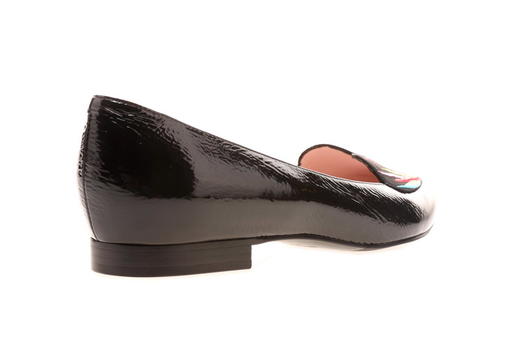 sheme   新中式女士手工刺绣平底浅口单鞋  黑色 商品图3