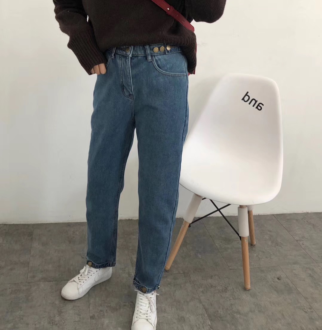 特价原价115加绒老爹裤复古宽松版型牛仔裤加绒超保暖水貂绒