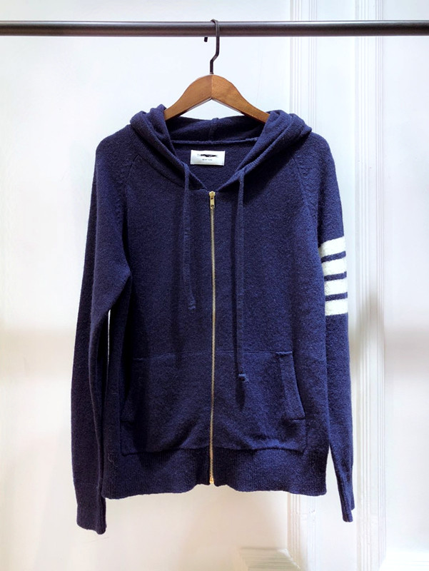 tb经典基础款羊毛连帽拉链开衫外套