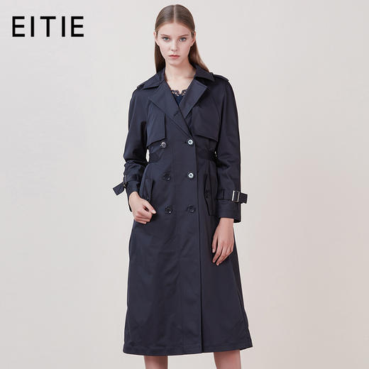 EITIE爱特爱品牌女装冬季修身双排扣拼接风衣女中长款5804504 商品图1