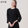 EITIE爱特爱品牌女装冬季新款宽松休闲七分袖圆领黑色衫5813513 商品缩略图0