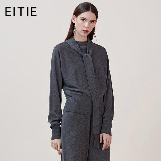 EITIE爱特爱品牌女装冬季时尚休闲领口领结羊毛针织衫女5801513 商品图1