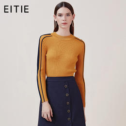 EITIE爱特爱品牌女装冬季OL风格时尚圆领羊毛针织衫女5801510