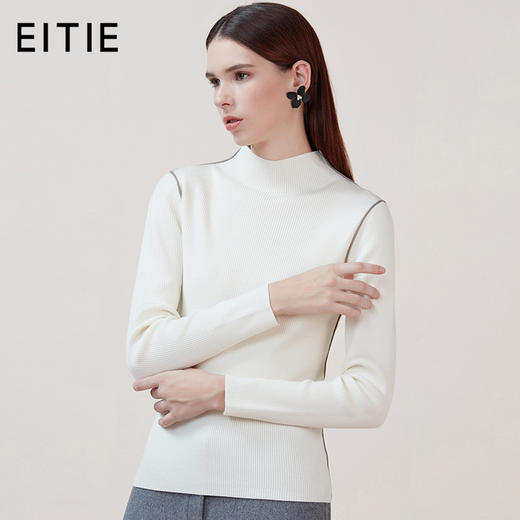 EITIE爱特爱品牌女装冬季修身OL风格长袖纯色针织衫女5801511 商品图2