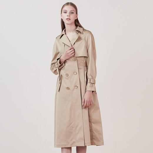 EITIE爱特爱品牌女装冬季修身双排扣拼接风衣女中长款5804504 商品图3