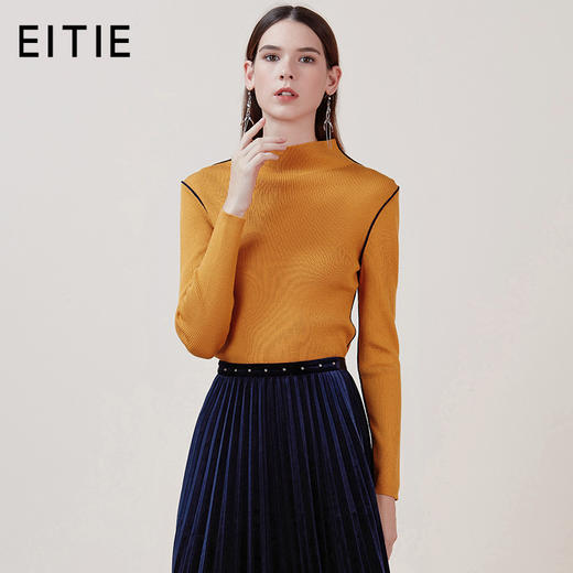 EITIE爱特爱品牌女装冬季修身OL风格长袖纯色针织衫女5801511 商品图1