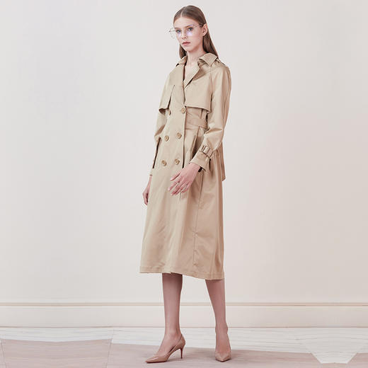 EITIE爱特爱品牌女装冬季修身双排扣拼接风衣女中长款5804504 商品图2