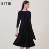 EITIE爱特爱品牌女装冬季圆领拉链修身中腰丝绒连衣裙5807557 商品缩略图1