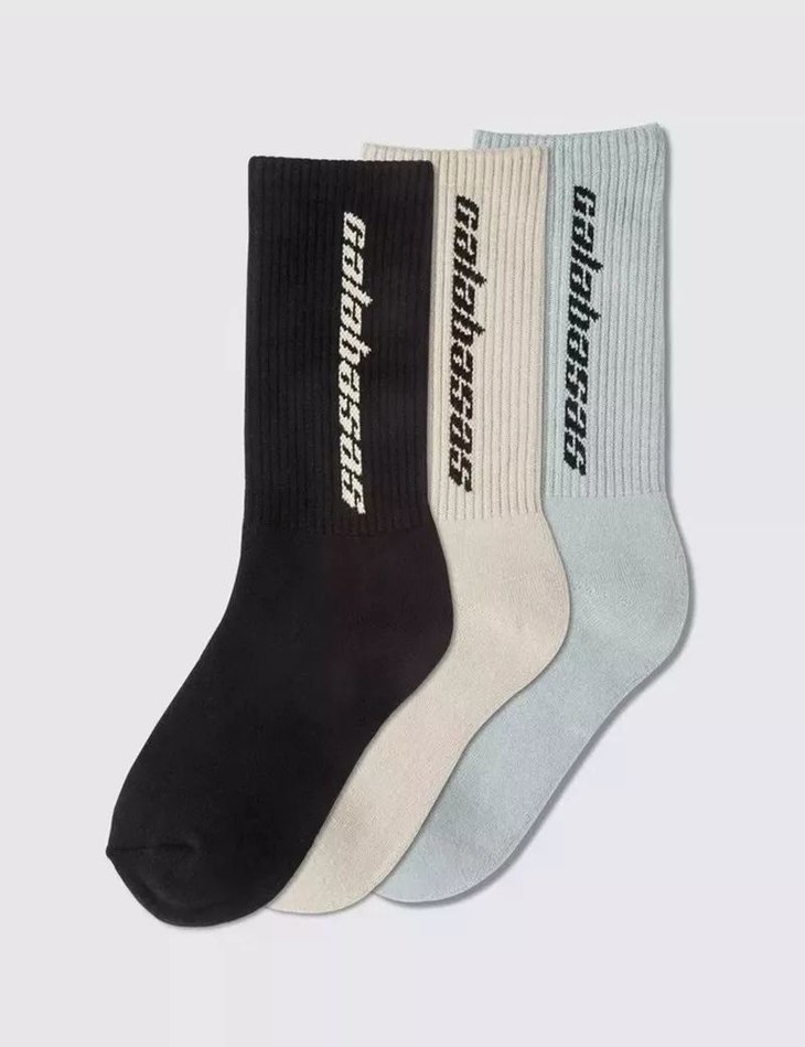 (两双装)侃爷kanye同款袜子 calabasas season socks袜子男女高筒运动