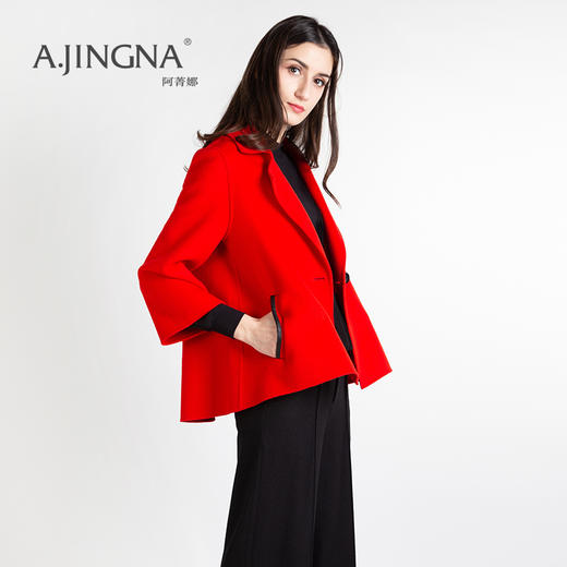 【抄底价不退换】阿菁娜新年红澳洲羊毛双面呢短款外套A23C107036 商品图0