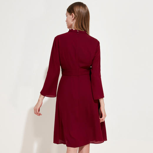 EITIE爱特爱品牌女装春季新款领口蝴蝶结拉链中腰连衣裙中裙A1907045 商品图3