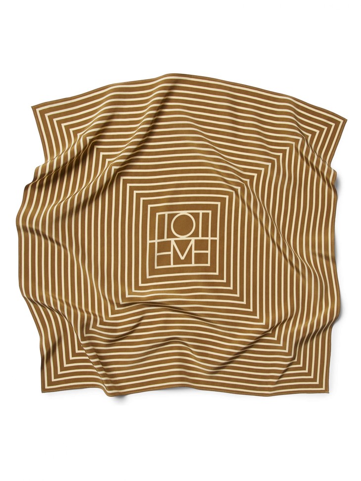 toteme19ps奶咖色奶油色sanremo极简几何小号条纹丝巾