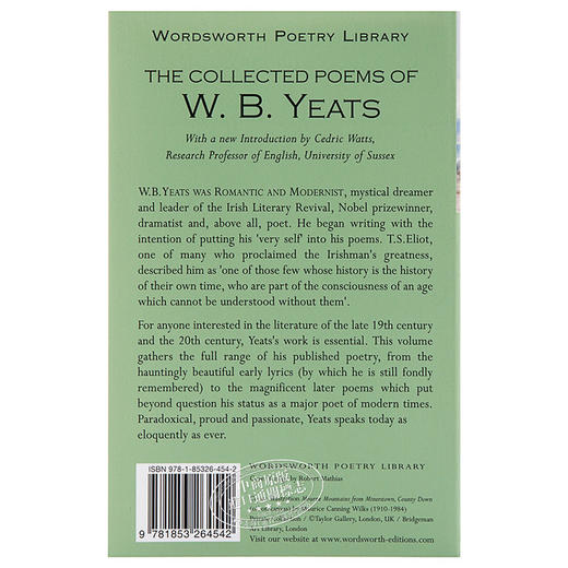 预售 【中商原版】英文原版The Collected Poems of W.B.Yeats威廉勃特勒叶芝诗集 商品图1