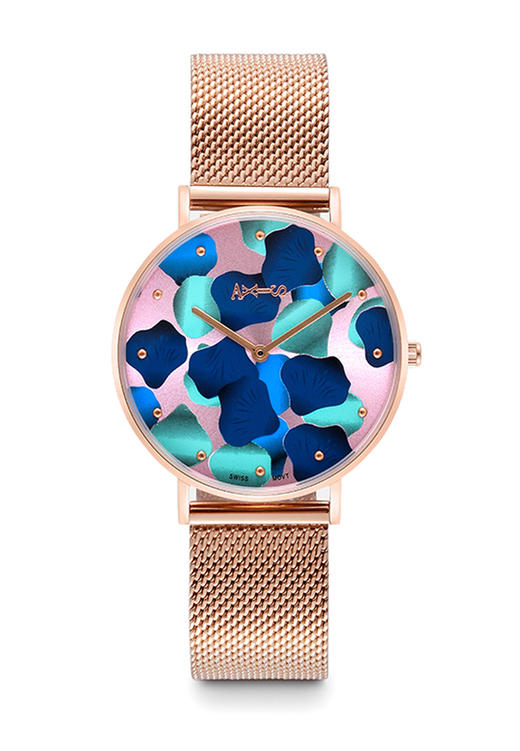 波拉系列/rose gold/indigo blue(玫瑰金钢带) - axis手表旗舰店