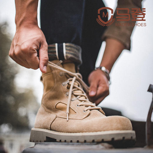马登高帮马丁靴男工装靴潮百搭2024新款靴子男冬季中帮作战沙漠靴 商品图0
