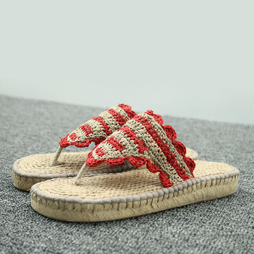 【买麻鞋，雅路人】防脚臭，雅路人新款女式拖鞋休闲亚麻拖鞋沙滩人字拖波西米亚手工拖鞋YJ1601 商品图2