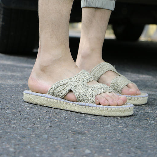 【买麻鞋，雅路人】防脚臭，夏季新款雅路人男士亚麻拖鞋复古草编鞋透气手工麻鞋休闲鞋YT1103 商品图1