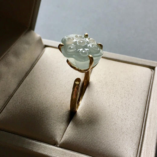 高冰种莲蓬翡翠戒指18k黄金镶嵌 商品图4