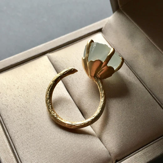 高冰种莲蓬翡翠戒指18k黄金镶嵌 商品图5