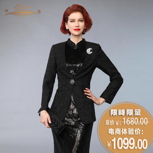 【特惠】YIQU |“随心洒脱”上衣（华丽暗纹黑）PT 商品图0