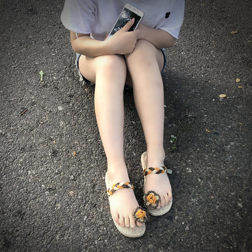 【买麻鞋，雅路人】防脚臭，雅路人新款夏季拖鞋女休闲女式拖鞋亚麻拖鞋波西米亚沙滩拖鞋手工YJ004 商品图2