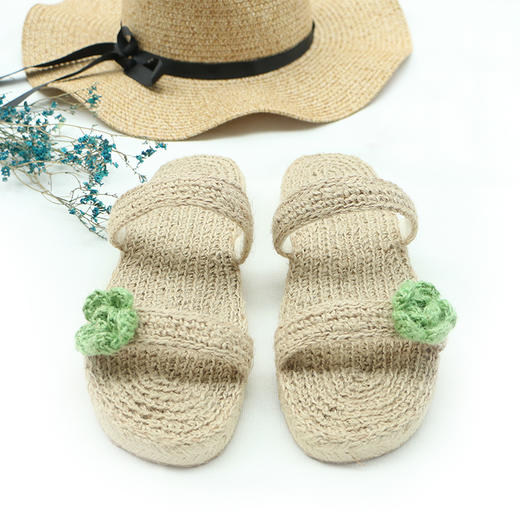 【买麻鞋，雅路人】防脚臭，雅路人夏季新款女式休闲拖鞋沙滩鞋女亚麻拖鞋波西米亚手工拖鞋女YT006 商品图2