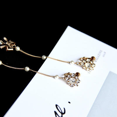 【耳饰】。925银耳钉女气质日韩个性长款耳饰蝴蝶结网红耳坠流苏耳环A-1955 商品图3