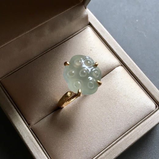 高冰种莲蓬翡翠戒指18k黄金镶嵌 商品图3