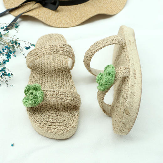 【买麻鞋，雅路人】防脚臭，雅路人夏季新款女式休闲拖鞋沙滩鞋女亚麻拖鞋波西米亚手工拖鞋女YT006 商品图0