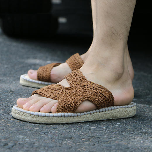 【买麻鞋，雅路人】防脚臭，夏季新款雅路人男士亚麻拖鞋复古草编鞋透气手工麻鞋休闲鞋YT1103 商品图2