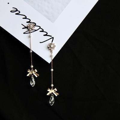 【耳饰】。925银耳钉女气质日韩个性长款耳饰蝴蝶结网红耳坠流苏耳环A-1955 商品图4