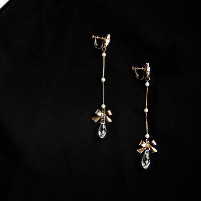 【耳饰】。925银耳钉女气质日韩个性长款耳饰蝴蝶结网红耳坠流苏耳环A-1955 商品图2