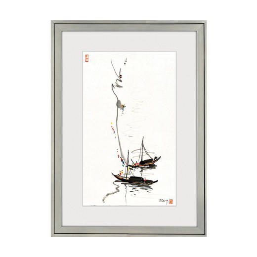 吴冠中综合版画《江岸》装裱尺寸：67cm×96cm 商品图0