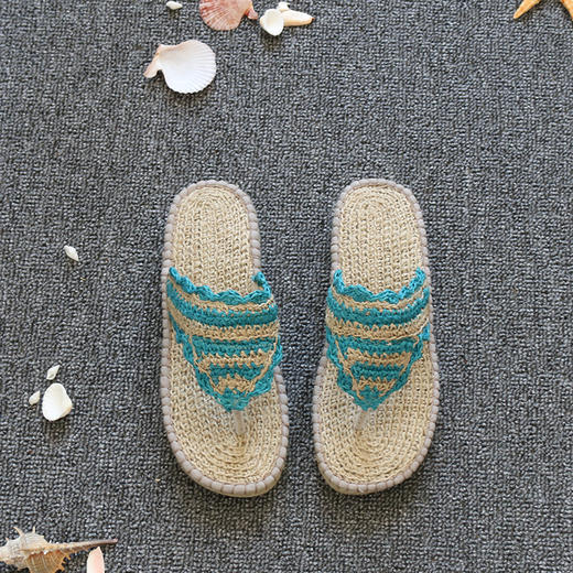 【买麻鞋，雅路人】防脚臭，雅路人新款女式拖鞋休闲亚麻拖鞋沙滩人字拖波西米亚手工拖鞋YJ1601 商品图1