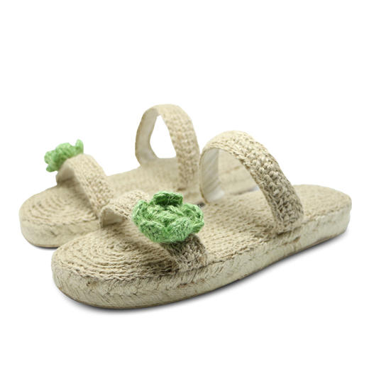 【买麻鞋，雅路人】防脚臭，雅路人夏季新款女式休闲拖鞋沙滩鞋女亚麻拖鞋波西米亚手工拖鞋女YT006 商品图4