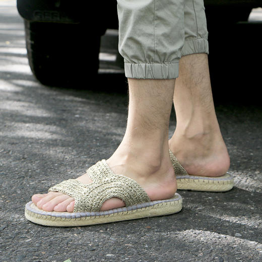 【买麻鞋，雅路人】防脚臭，夏季新款雅路人男士亚麻拖鞋复古草编鞋透气手工麻鞋休闲鞋YT1103 商品图0